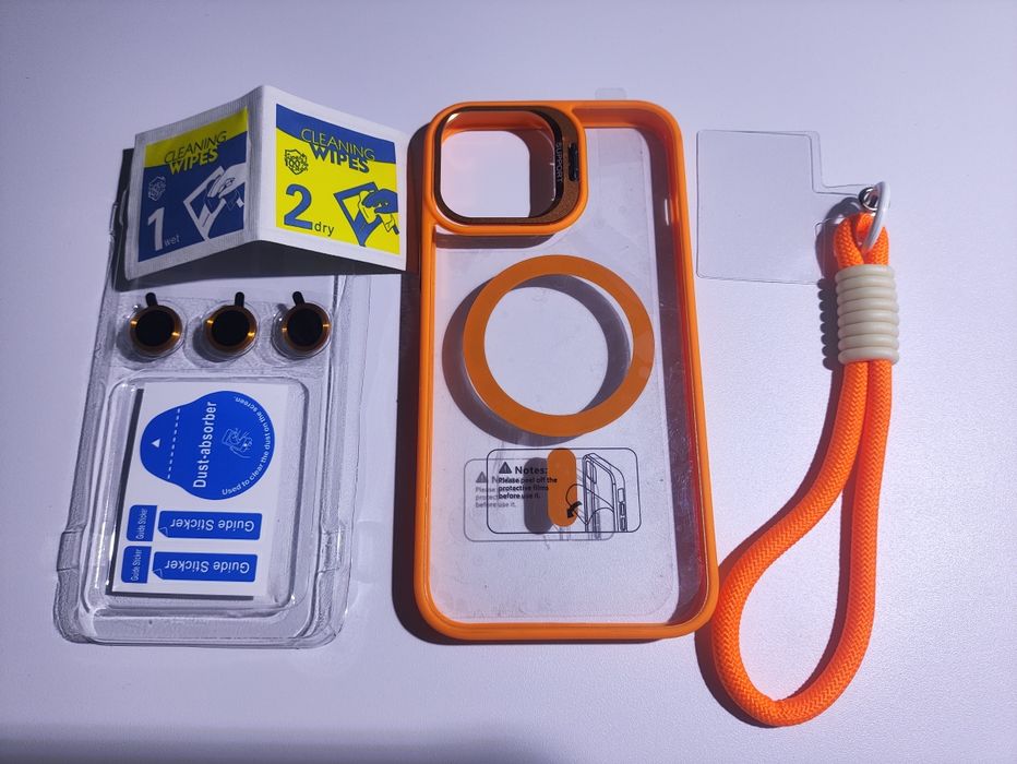 Чехол бампер iPhone 12 pro max скло на камери orange підставка брелок