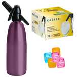 Saturator syfon do wody gazowanej fioletowy 1L +25 naboi+5 kostek lodu