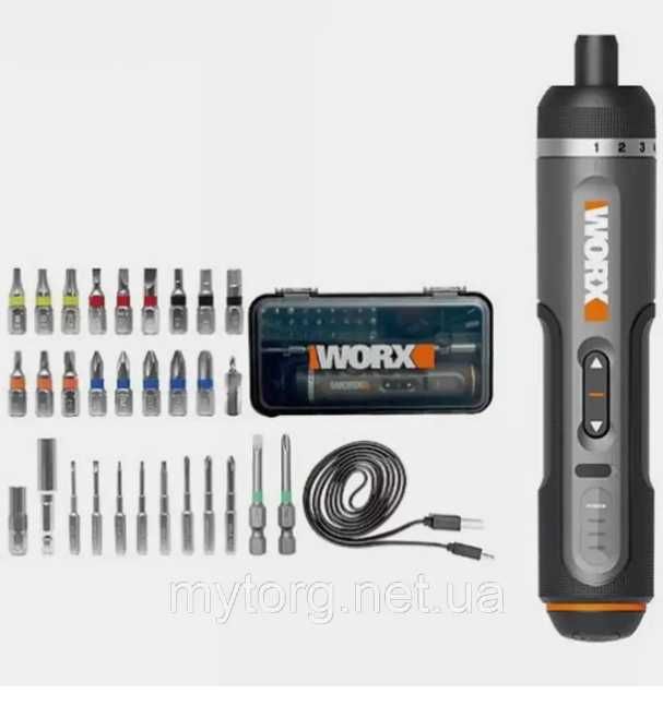 Отвертка аккумуляторная Worx WX242 с насадками в кейсе