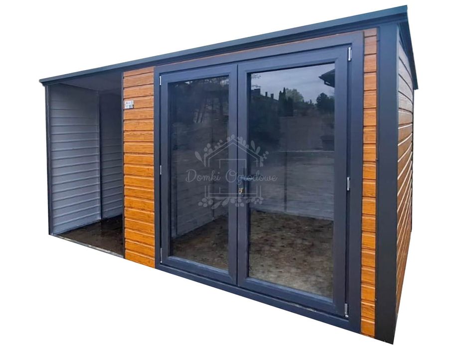 Schowek Domek Ogrodowy 2,5x2,5m - wiata 1,5m   Drewnopodobny ID1017