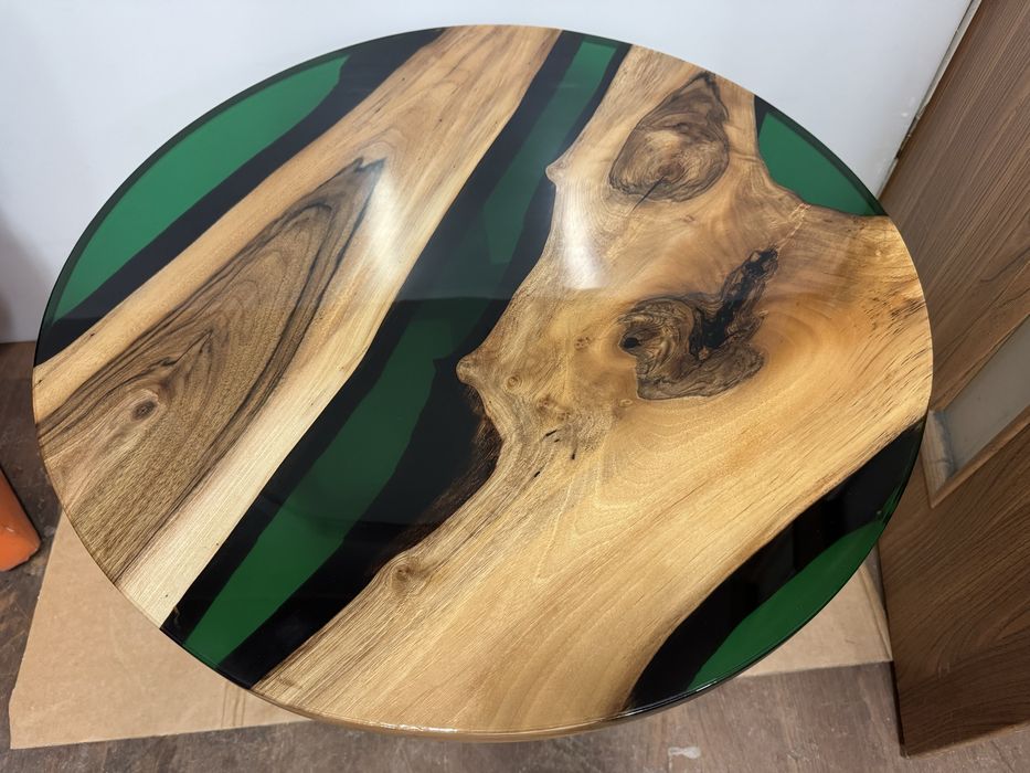 Stolik 70cm kawowy z zywicy epoksydowej