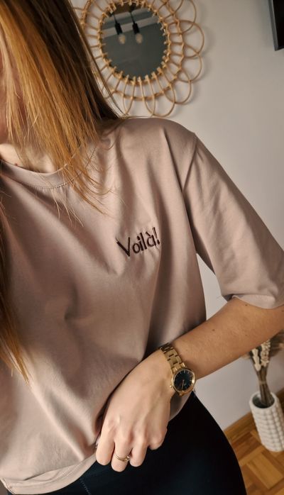 Tshirt z haftem napisem jesień bawełniany Varlesca chicaca XS S M L