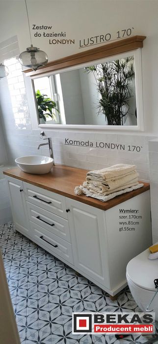 KOMODA pod Umywalkę Londyn Biała Blat Dąb Ciemny Producent BEKAS Meble