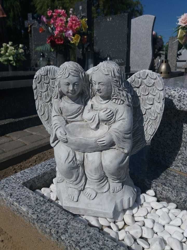 Anioły betonowe Ozdoba Figurka Ogród lub Cmentarz Biały kolor