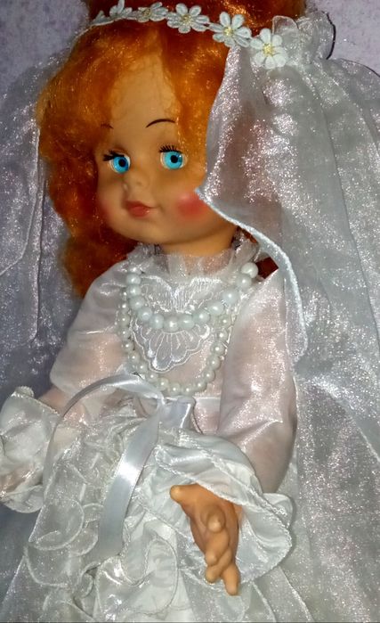 Кукла СССР.Невеста ..В свадебном платье. 60 см.