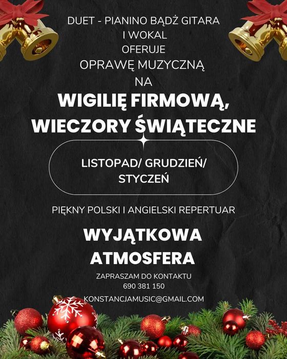 Muzyka na żywo! Klimatyczna oprawa muzyczna.