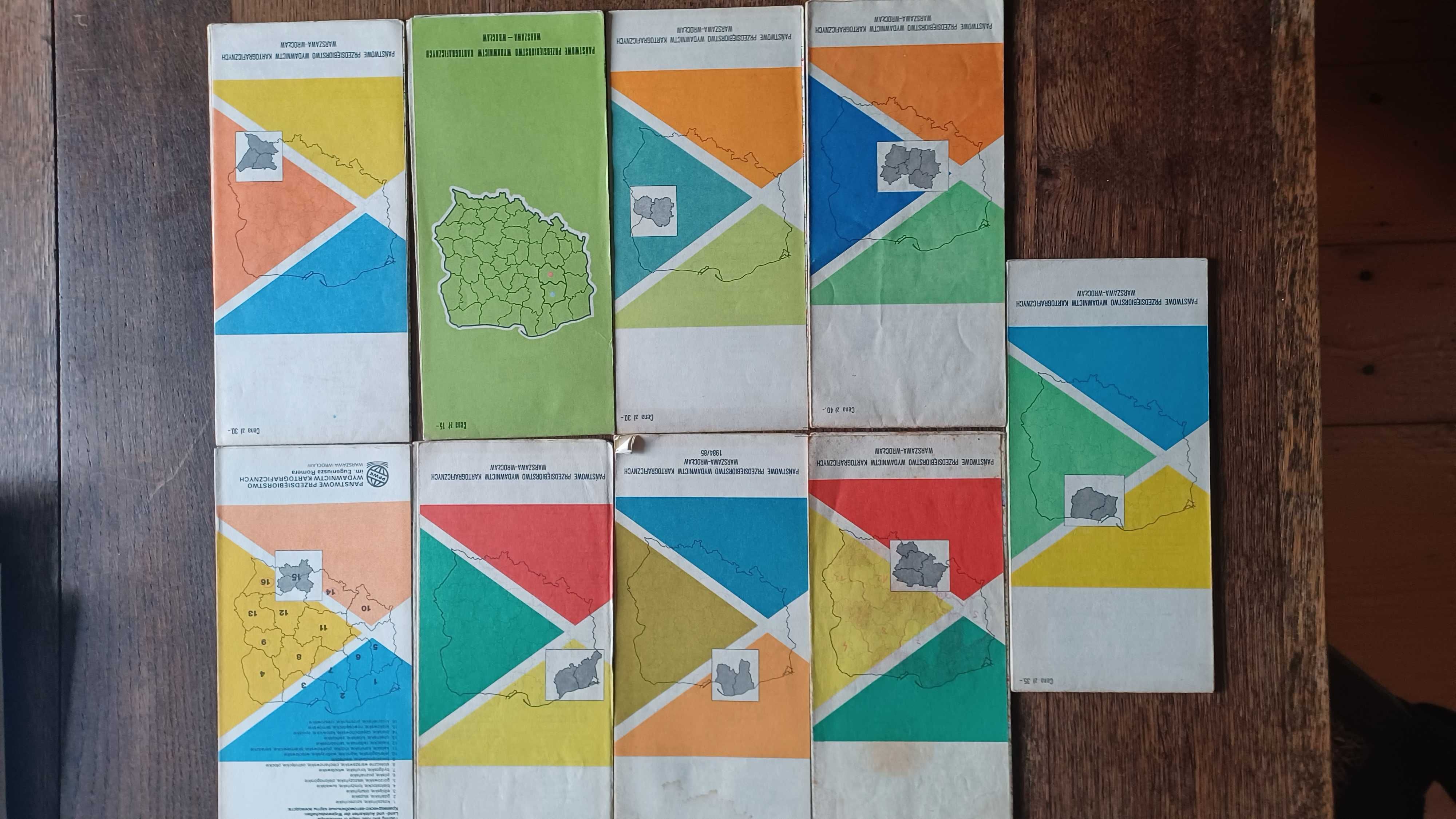 stare mapy PRL 1984 - 9 sztuk z serii -stary podział wojewódzki
