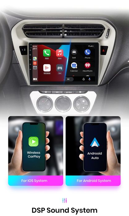 Rádio Peugeot 301 Citroën C-Elysée 2013-18 Carplay Android Auto 2/32GB