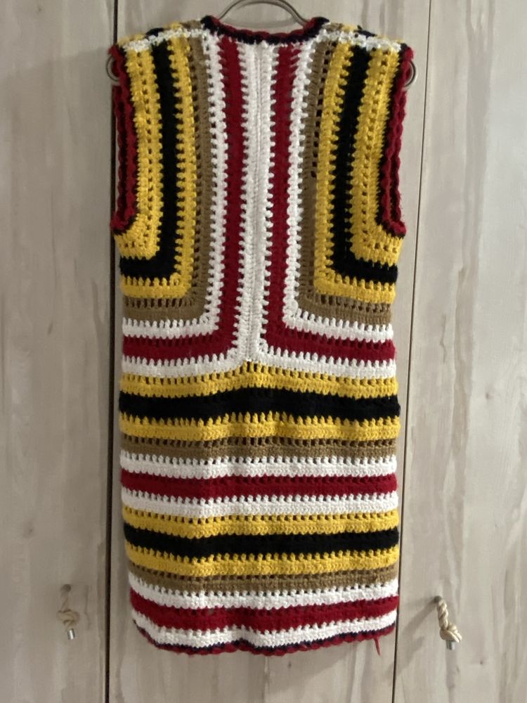 Żółta damska rozm S/ M handmade  kamizelka tunika bezrękawnik Vintage