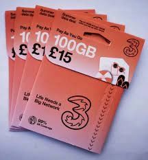 30x Starter Three UK Karta SIM Prepaid SMS OTP Code