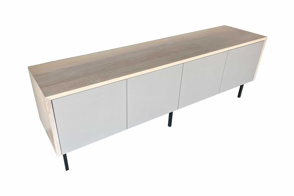 Nowoczesna Szafka RTV Dębowa, Lite Drewno, Loft