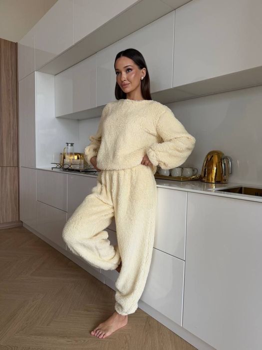 Женская махровая пижама зимняя кофта и штаны с резинкой Махра Тедди