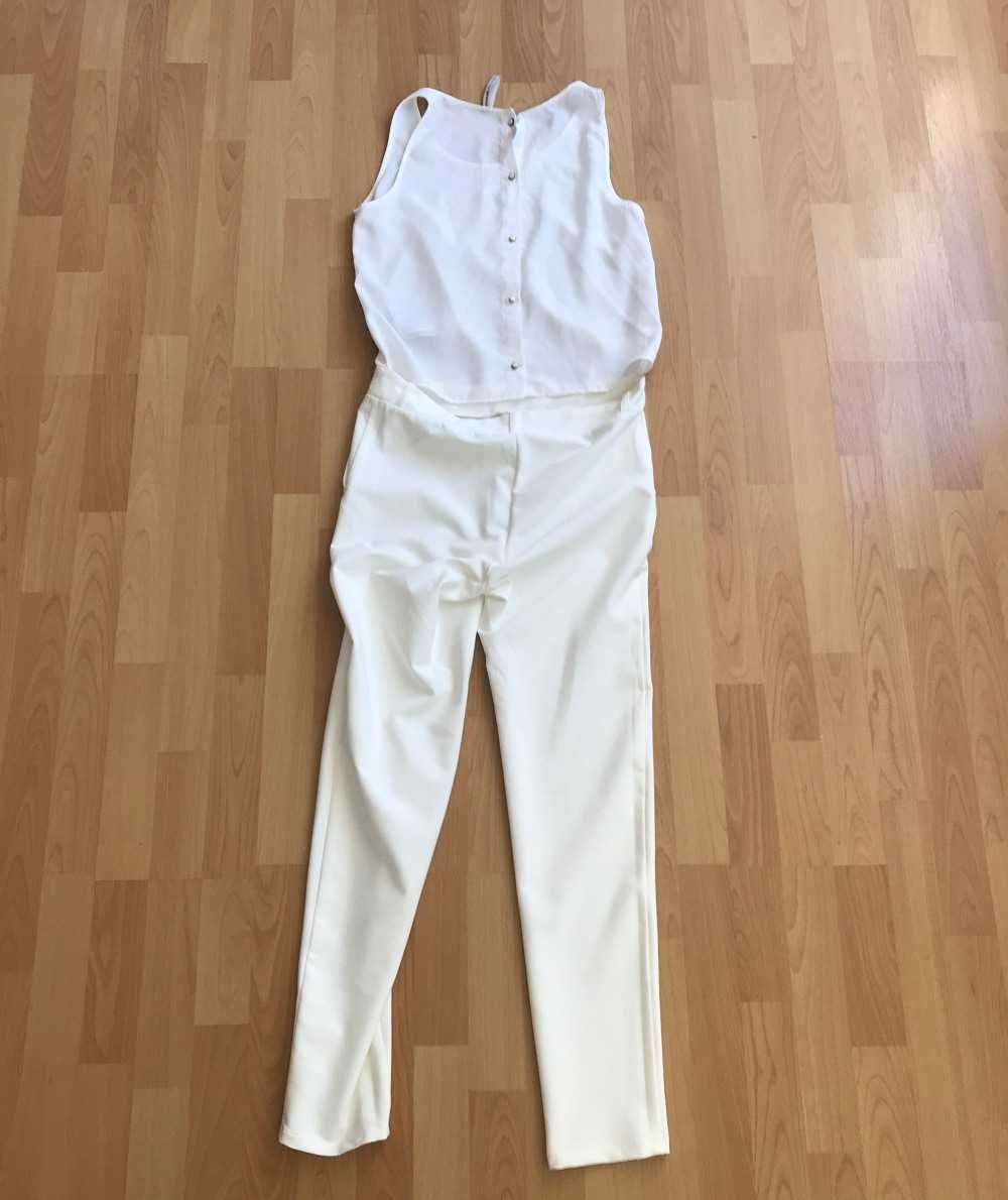 Macacão Stradivarius Branco Tamanho M senhora - Novo Sem Etiqueta