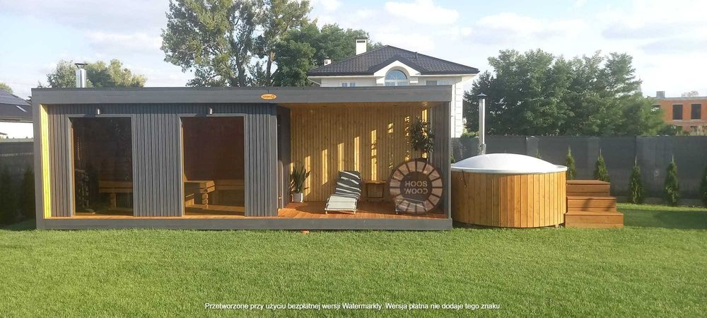 Sauna ogrodowa z tarasem