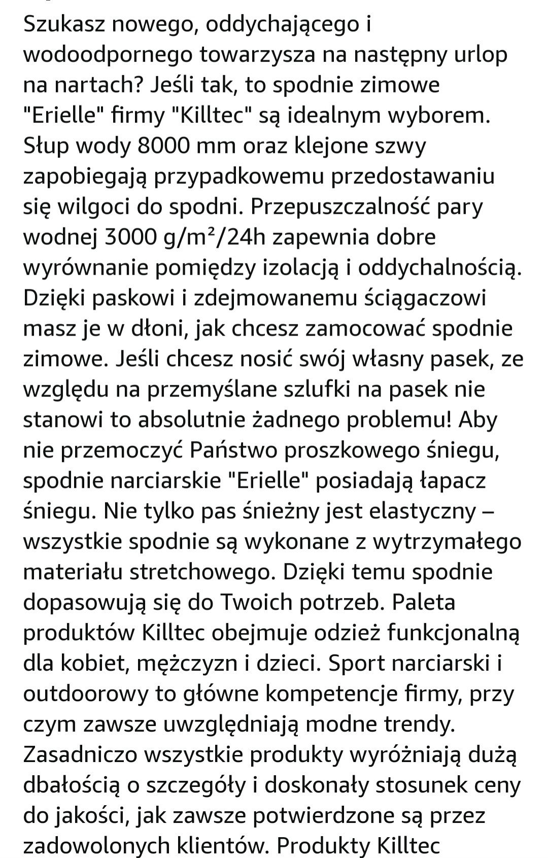 Spodnie narciarskie na narty w góry szelki nowe Killtec Niemcy 38 XXL