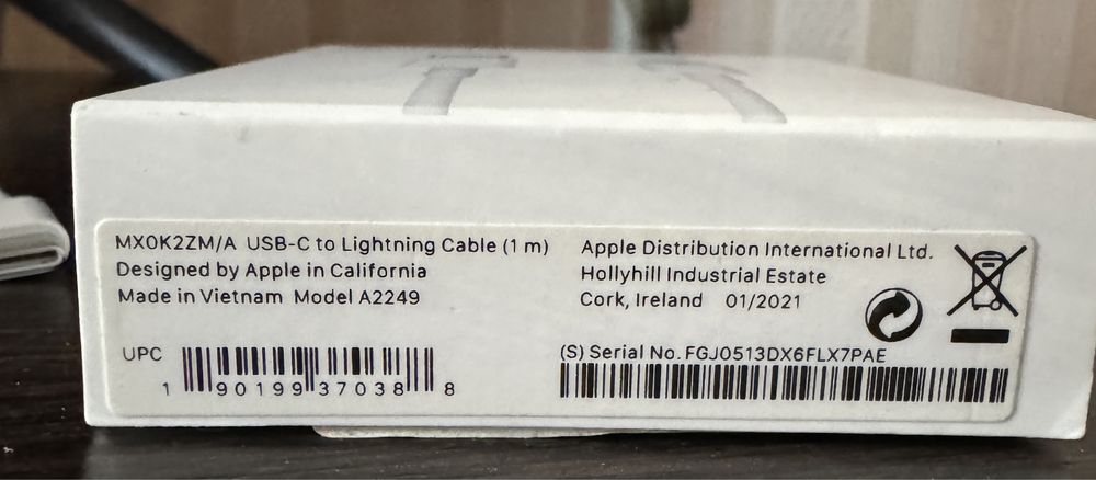 Кабель Apple Lightning to USB-C 1m (оригінал, чек)