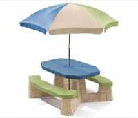 Детский стол для пикника с зонтиком и скамейками Step2 841804