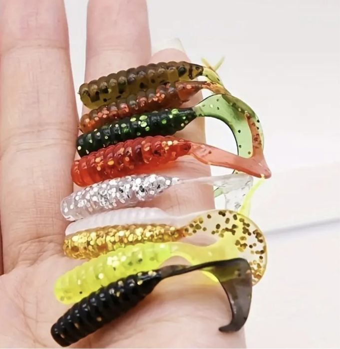 Силіконові твістери 6 см - 20 шт мікс. Приманки твистеры для рыбалки