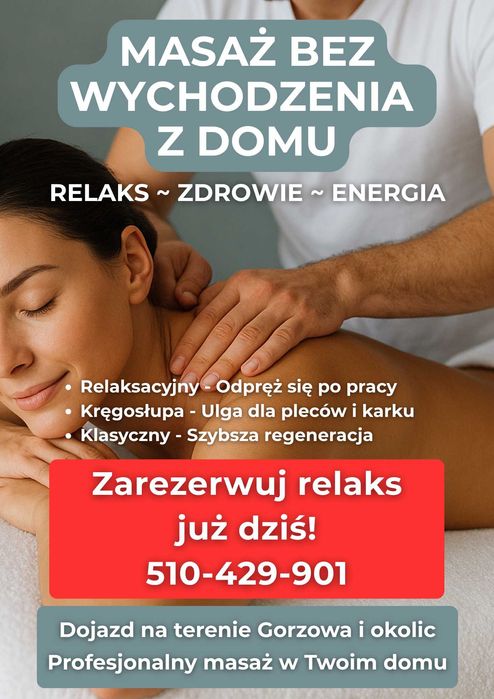 Masaż z dojazdem do klienta – Międzyrzecz, Skwierzyna, Gorzów Wlkp.