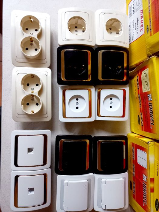 Двойные и одинарные розетки,керамика, Турция, Makel,Mega