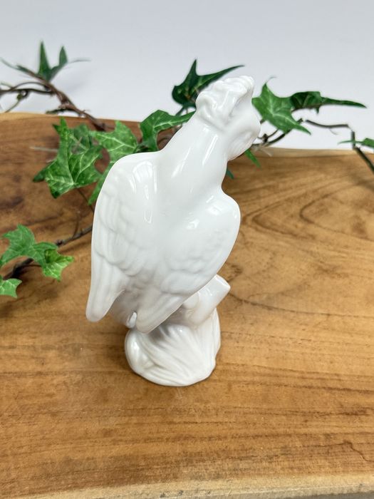 Porcelana Herend biała papuga figurka kolekcjonerska