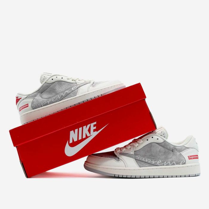 Мужские кроссовки Nike Jordan 1 Retro Low x Travis Scott х Supreme
