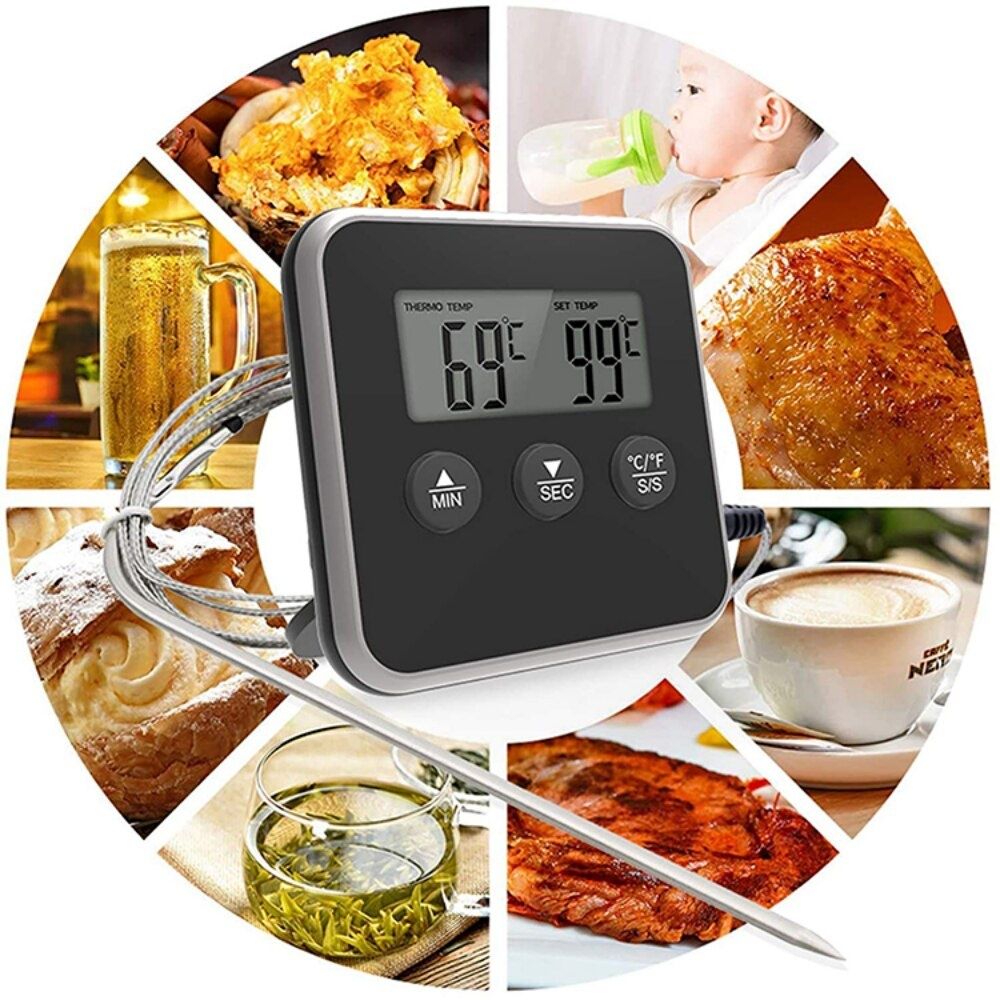 Термометр кухонный с выносным щупом таймер, для мяса, с магнитом