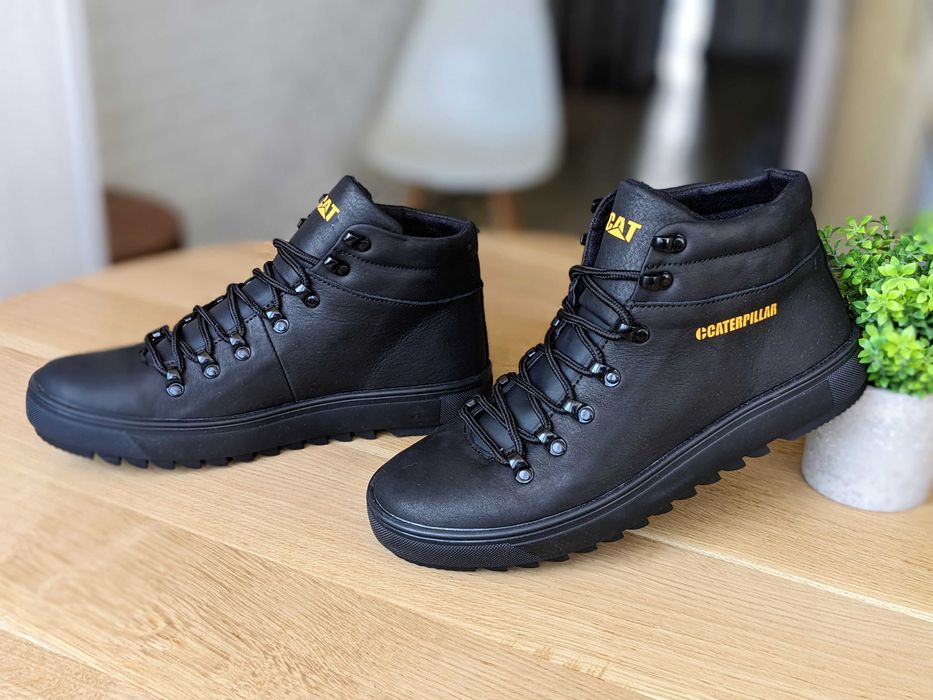 Чоловічі зимові черевики CATERPILLAR Шкіра кроссовки мужские зимние ко
