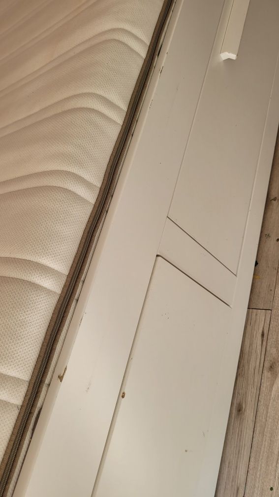 Łóżko pojedyncze/podwójne białe z materacem IKEA BRIMNES z 2 szuflada