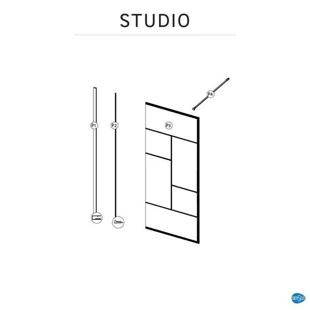 Painel de duche STUDIO 90X200 PRETO