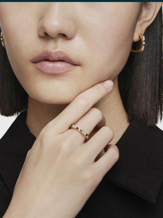 Pierścionek 14,16,18 z misiem żółte srebro vermeil 925 perłą i spinel