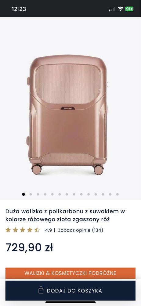 Duża walizka z polikarbonu Wittchen rose gold