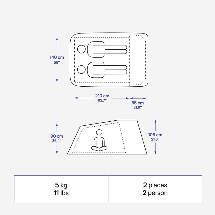 Tenda de campismo instantânea 2 lugares, 2 Seconds XL F&B