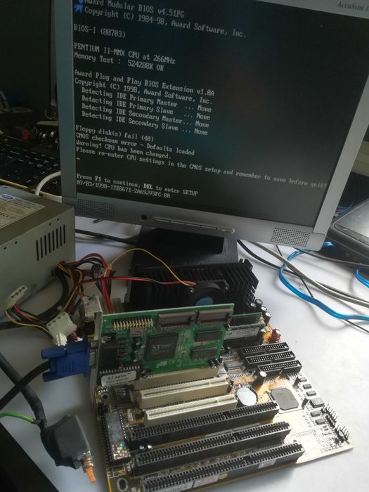 2x Płyta + Pentium II 133MHz ,266MHz ,pentium 486 , pamięć i zasilacz