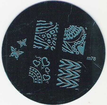 blaszka M78 płytka wzorków do zdobienia paznokci stempel motyle serca