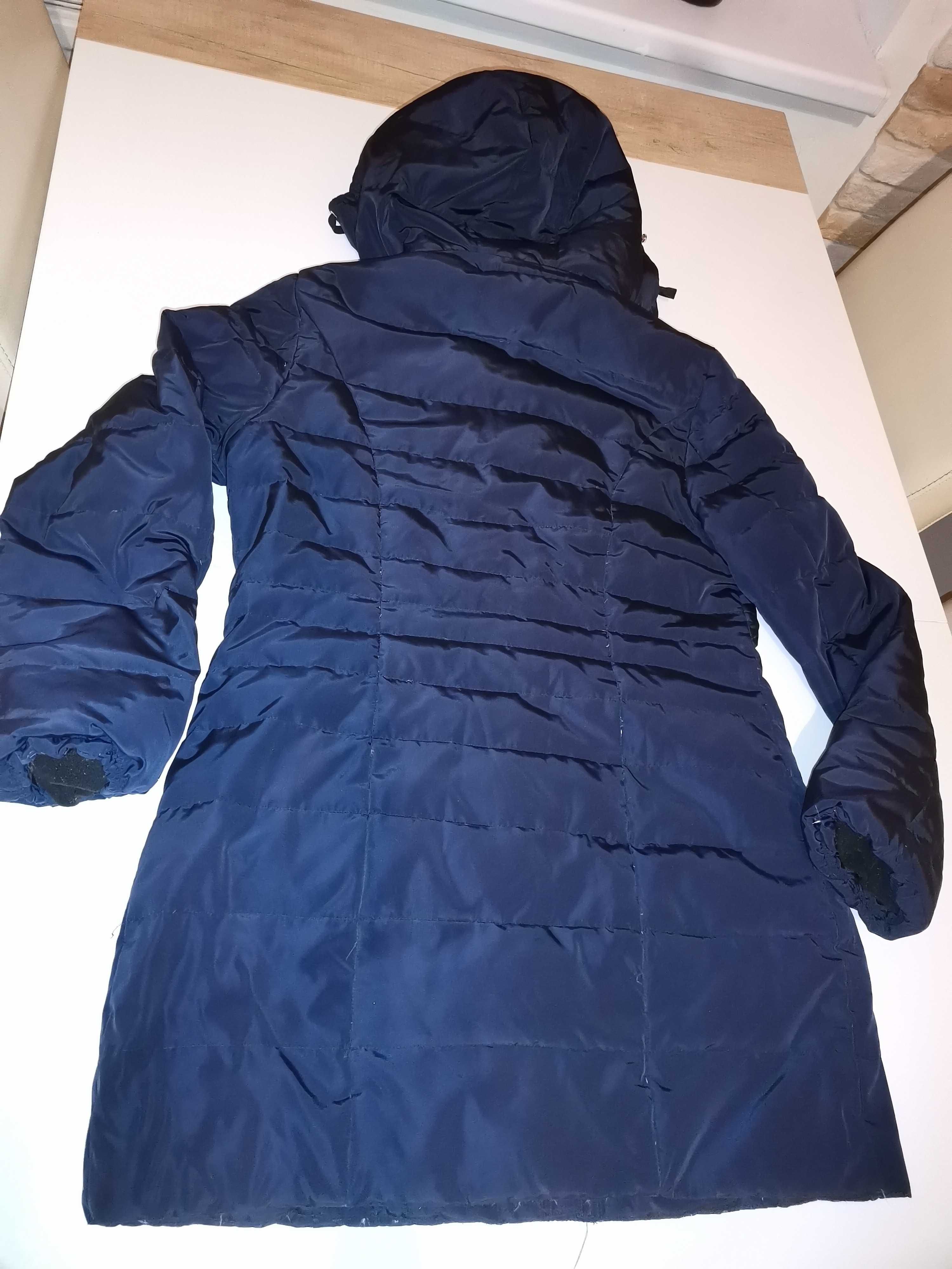 Kurtka H&M HM płaszcz zimowy ciepły granatowy