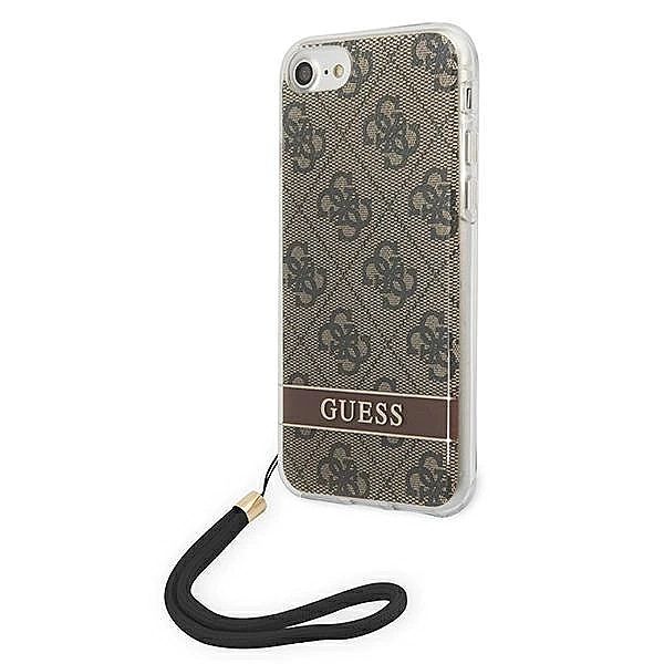 Etui Guess 4G Print Strap na iPhone SE 2022 / SE 2020 / 7 / 8 - brązow