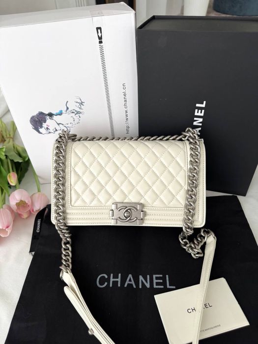 Chanel Boy Beige Silver