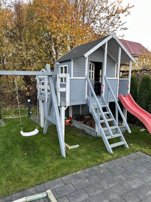 Plac zabaw drewniany,zjeżdżalnia,huśtawki,piaskownica