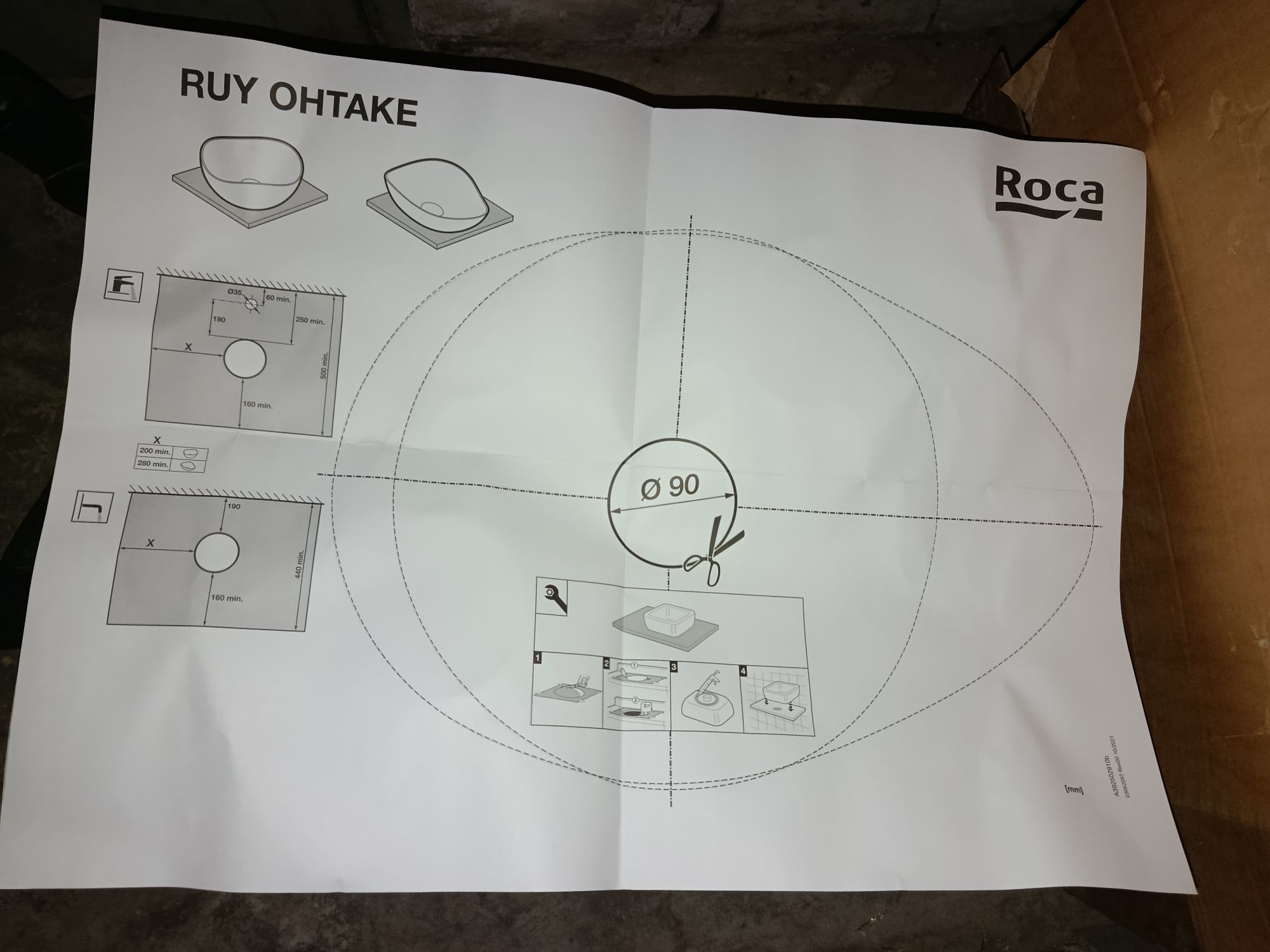 Roca Ohtake 54x37,5 umywalką
