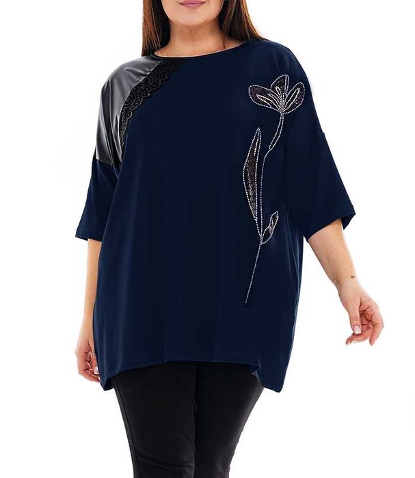 Modna tunika cekiny plus size bawełniana wygodna 3xl 4xl