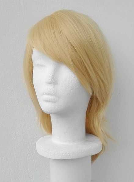 Blond żółta peruka z grzywką dłuższym tyłem cosplay wig