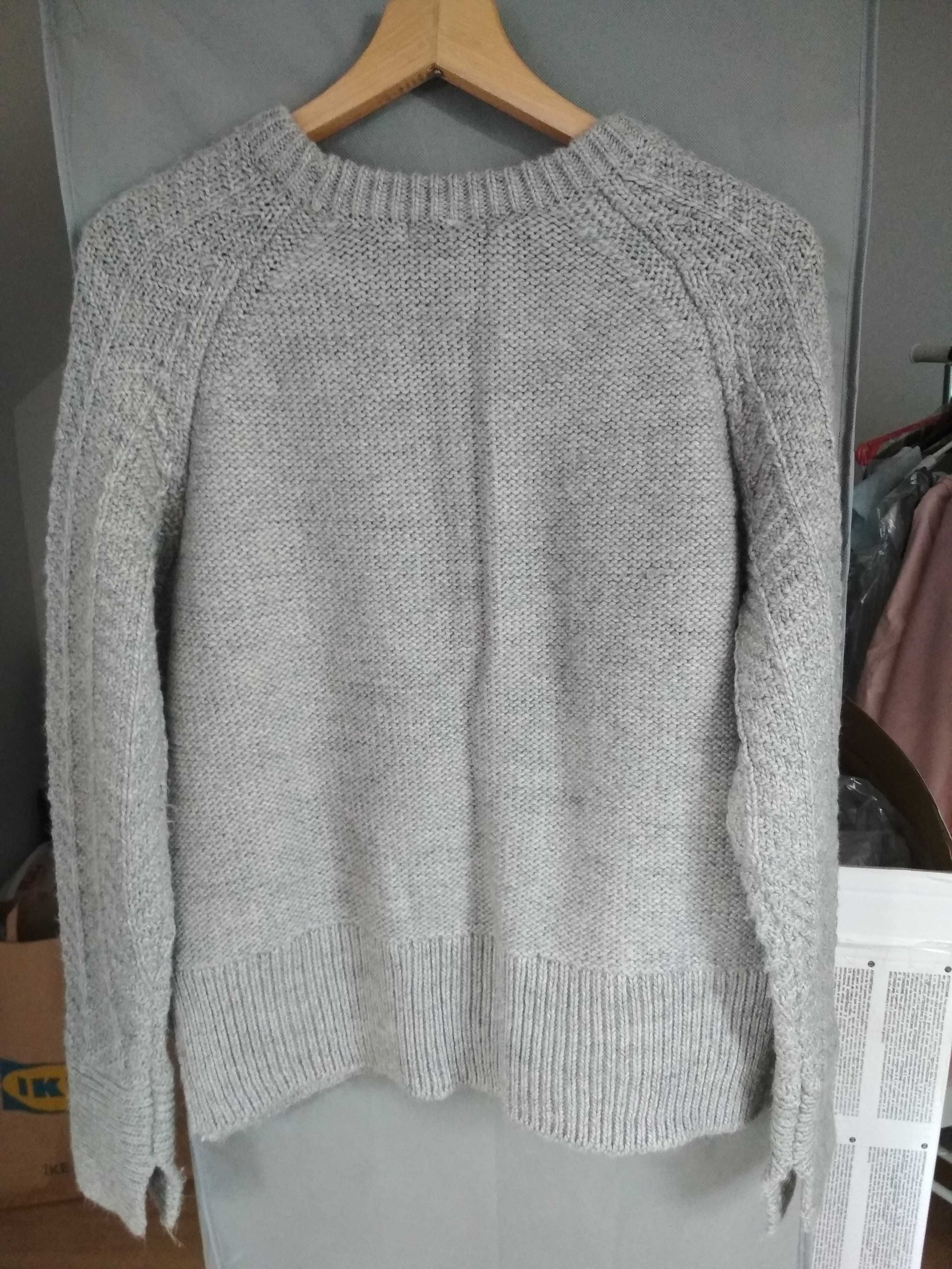 Gruby, szary sweter H&M, rozm. L (40)