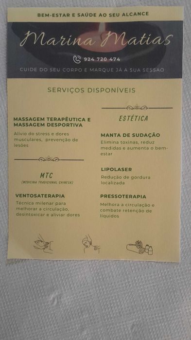 Marina  fisioterapeuta.  Estetica e bem estar .