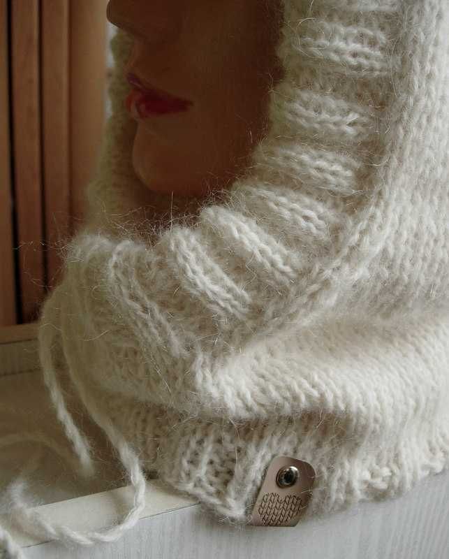 śmietankowa balaclava kaptur alpaka moher jedwab