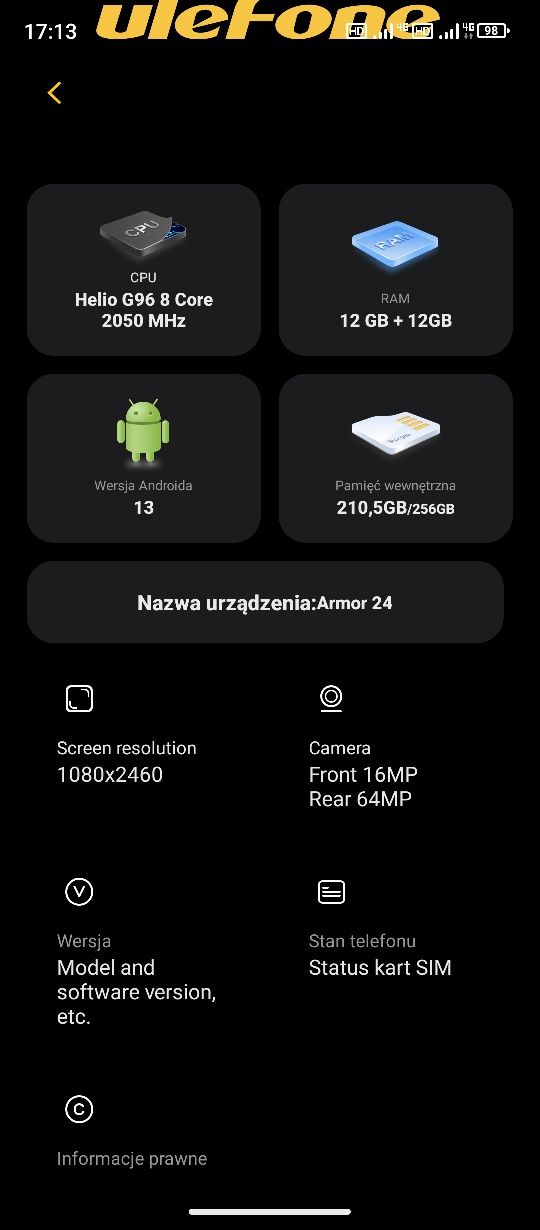 Ulefone Armor 24 12/256GB Czarny