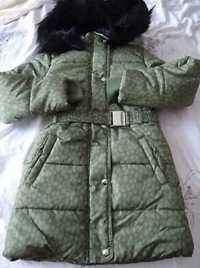 Bluetooth zimowa kurtka parka dziewczęca zielona r.  146-152