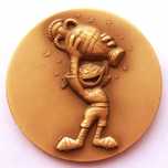 Medalha de Bronze Desporto Futebol Mascote com Taça UEFA Euro 2004
