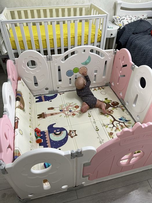 Детский манеж BabyPlayPen Магічний ліс. 165*165*62 см.Розовый.