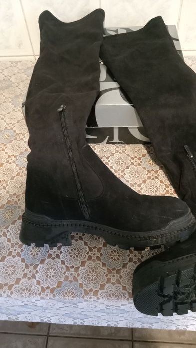 Сапоги жіночі високі єврозима натуральна замша 37 розмір